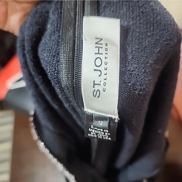 ST. JOHN Collection Women's Wool Blend Black Metallic Pearls Shimmer Dress. - Picture 11 of 11